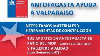 MOP Será Centro de Acopio en Campaña “Antofagasta Ayuda a Valparaíso”