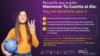 Aguas Antofagasta Ofrece Tres Alternativas de Pago Para Regularizar Las Cuentas Morosas de Sus Clientes