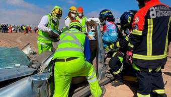 Círculo de Seguridad y Protección Realiza Simulacro de Accidente Vehicular Con Materiales Peligrosos y Rescate de Heridos en Autopista Antofagasta