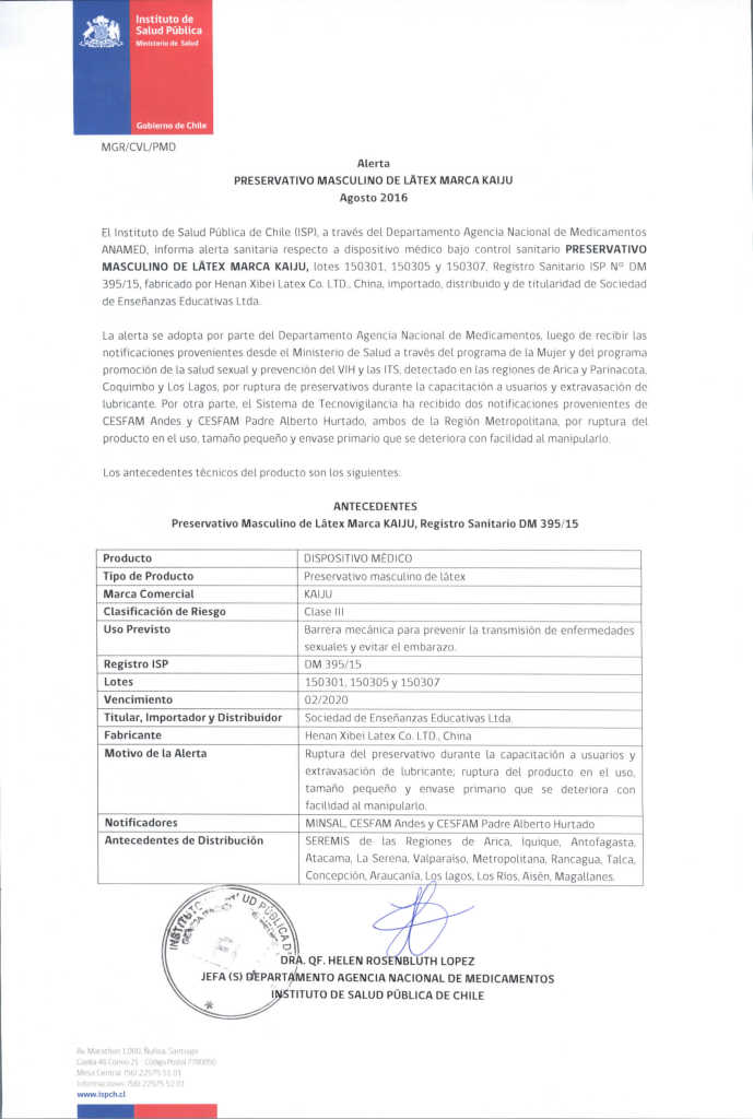 Alerta Preservativos Juridica